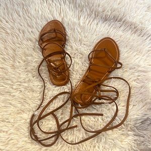 Zara tied leather flat sandal